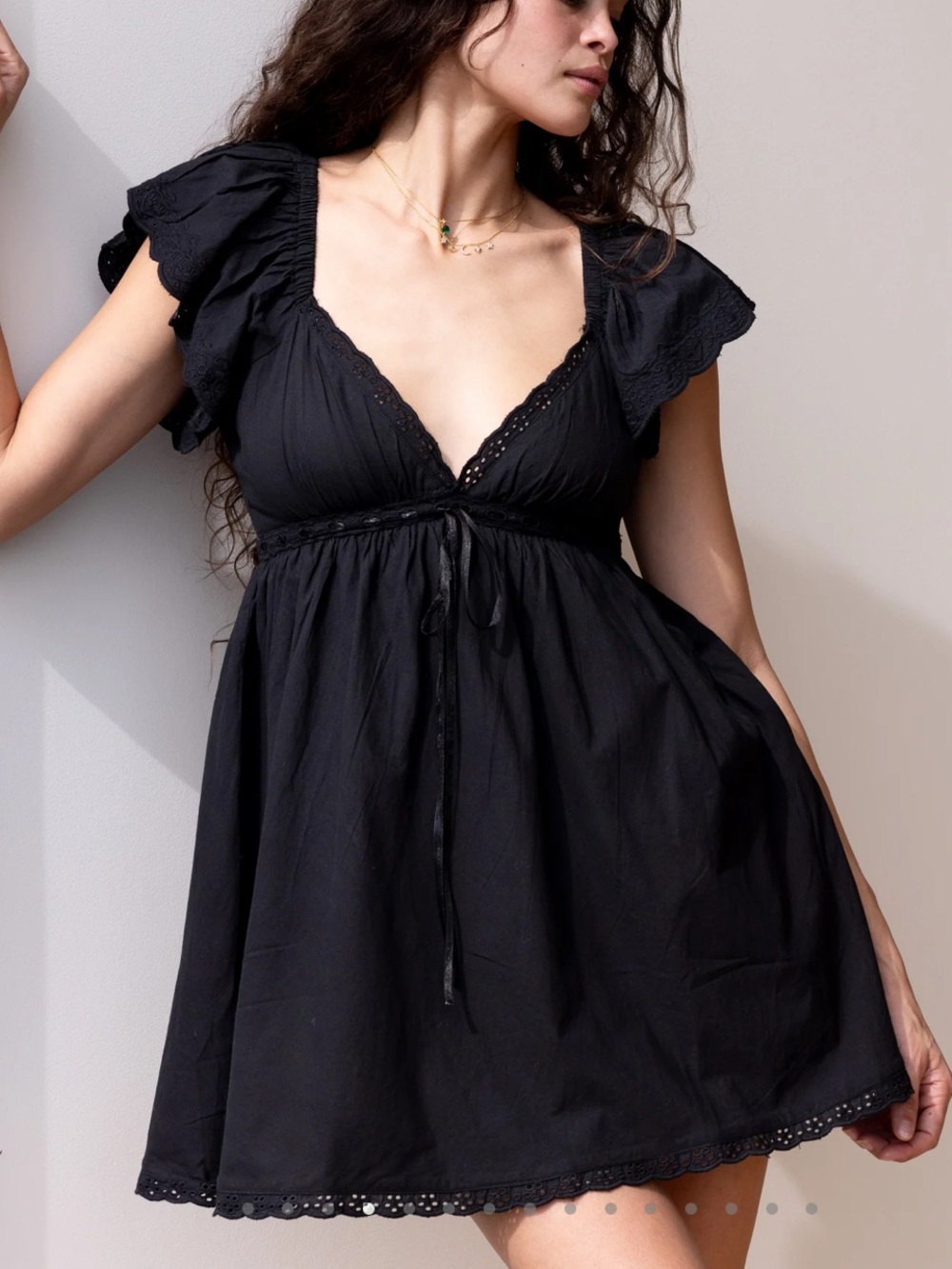 Kitteny Evangeline 90’s Babydoll Cotton Dress with Eyelet Trim size XL